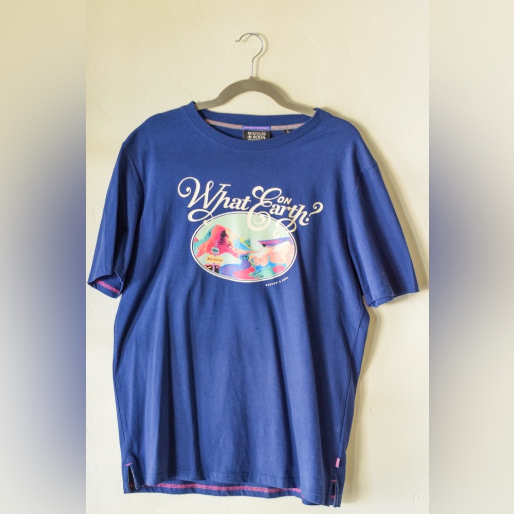 Scotch and Soda Blue 'What on Earth?' Men's Tee